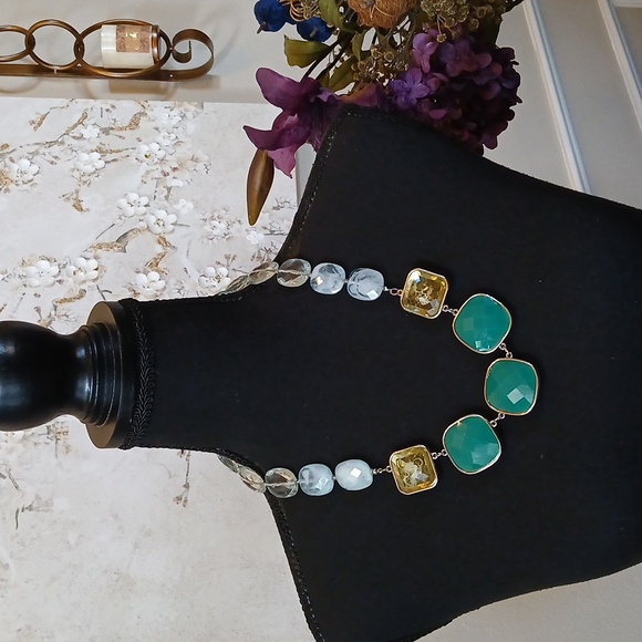 Chunky Multicolor Faceted Stament Necklace - Picture 9 of 17